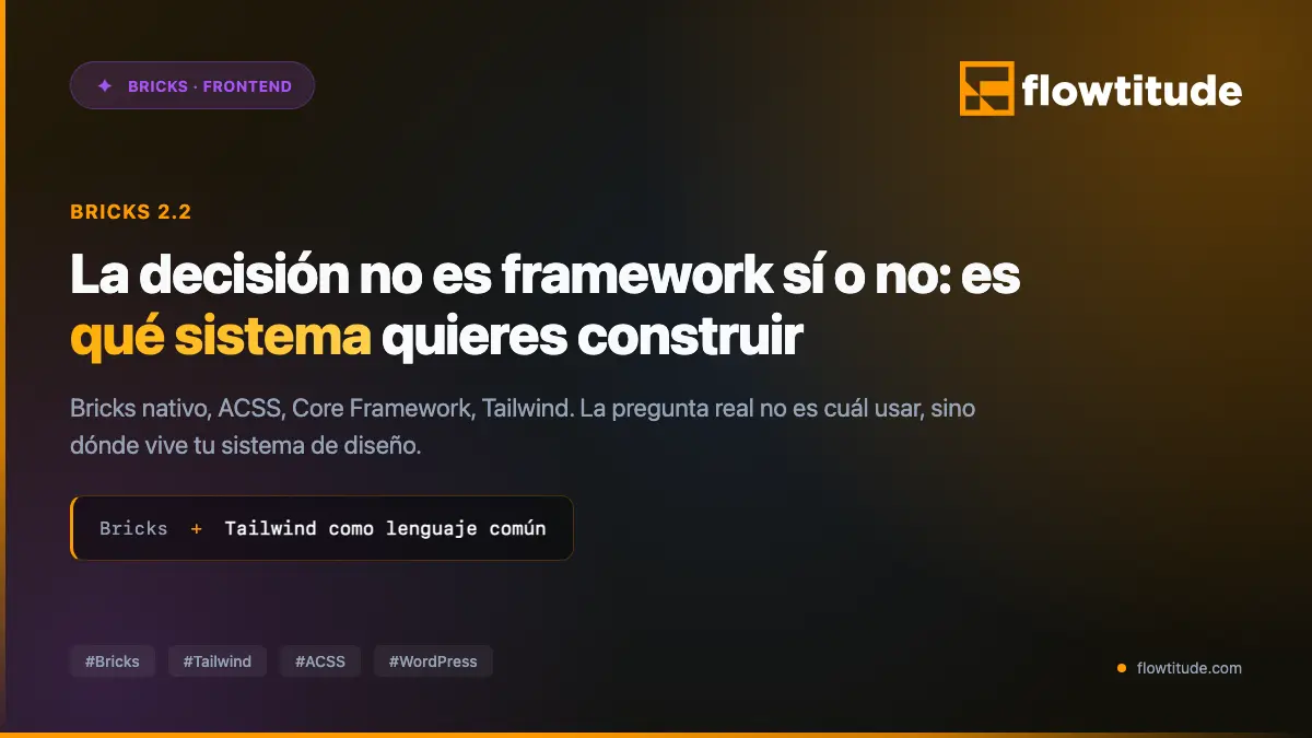 Bricks nativo, ACSS/Core Framework y Tailwind: la decisión no es framework sí o no, es qué sistema quieres construir