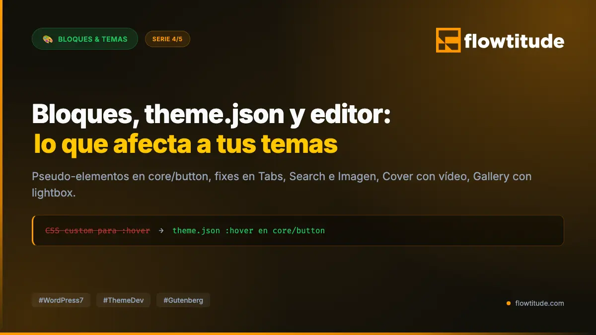 WordPress 7.0 para developers: bloques, «theme.json» y editor