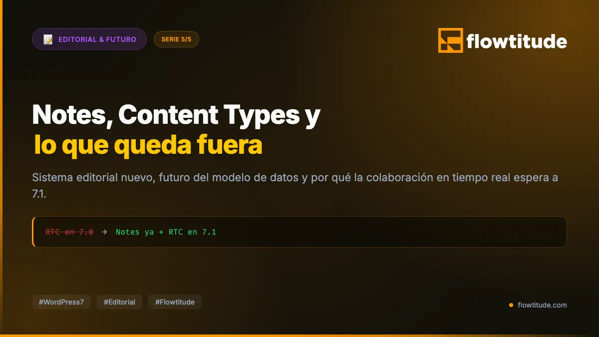 WordPress 7.0 para developers: Notes, Content Types y lo que queda fuera