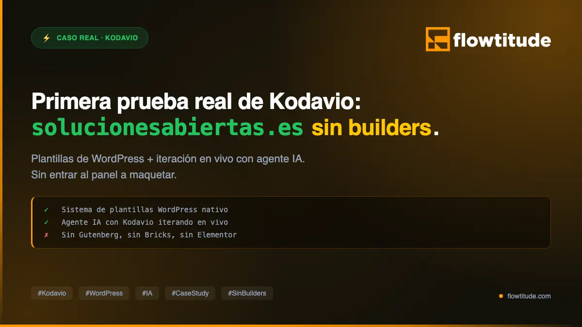 Primera experiencia con Kodavio en un sitio real: SolucionesAbiertas.es sin builders